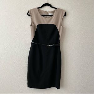 Women’s Calvin Klein Size 6 Dress Black Tan With Belt- RN# 54163